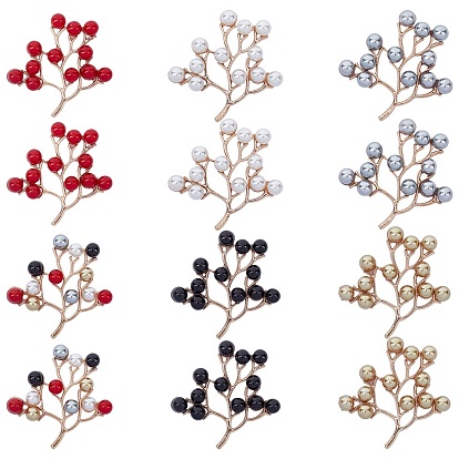Alloy Cabochons, with Acrylic Beads, Cadmium Free & Lead Free, Branch