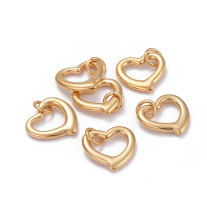 304 encantos de corazón abierto de acero inoxidable, con anillo de salto