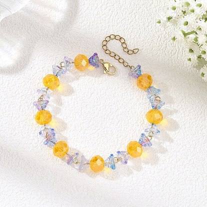 Pulseras de cuentas de vidrio de Halloween para mujer, flor de trompeta y rondel, de color naranja