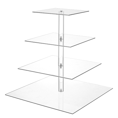 4-Tier Acrylic Dessert Display Risers, Mini Cupcake Organizer Holder, Party Supplies, Rectangle and Square