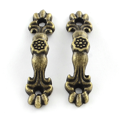 Flower Wooden Box Pull Handle, Cabinet Door Handle Furniture Pull, 42x10x10mm, Hole: 2.5mm