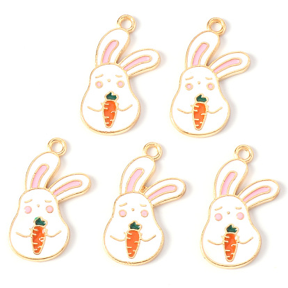 Подвески из эмали и сплава, золотой свет, без кадмия и без свинца, кролик с морковкой