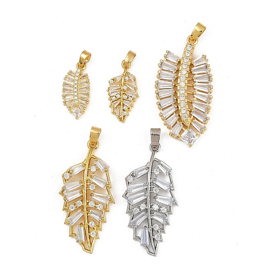 Подвески из латуни с покрытием из прозрачного кубического циркония, долговечный, лист прелести