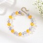 Halloween Glass Beaded Bracelets for Women, Trumpet Flower & Rondelle, Orange Color