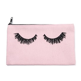 Rectangle Canvas Pen Case, Pen Holder Storage Bag, with Eyelash Pattern & Zipper