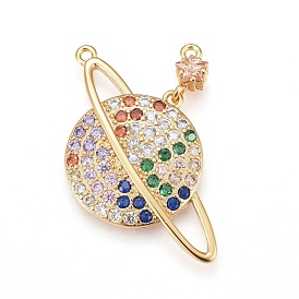 Brass Cubic Zirconia Pendant, Planet, Universe Space Charms