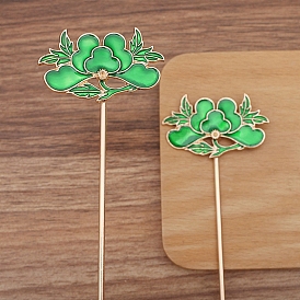 Flower Alloy Enamel Hair Stick Finding, Ancient Style Hanfu Accessories for Women Girl