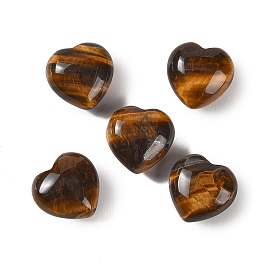 Natural Tiger Eye Heart Love Stone, Healing Pocket Palm Stone for Reiki Balancing