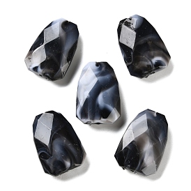 Opaque Acrylic Beads, Two Tone, Faceted, Trapezoid