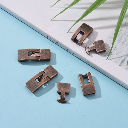 Tibetan Style Snap Lock Clasps, Lead Free and Cadmium Free, Rectangle