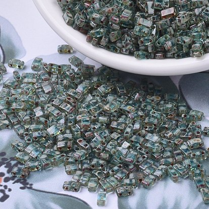 Perles miyuki demi tila, perles de rocaille japonais, 2 trou, couleurs transparentes picasso