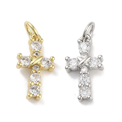Подвески из латуни с покрытием из прозрачного кубического циркония, с целью перехода в кольце, долговечный, без свинца и без кадмия, буква х с крестом