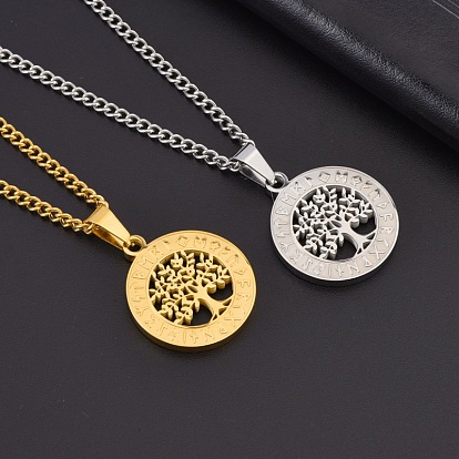 304 Кулон из нержавеющей стали в виде рунического древа жизни для мужчин