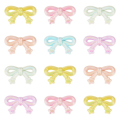 30 шт. непрозрачных акриловых бусин с УФ-покрытием, радужный, бантом со звездой