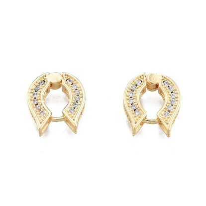 Crystal Rhinestone Fish Shape Hoop Earrings, Brass Jewelry for Women