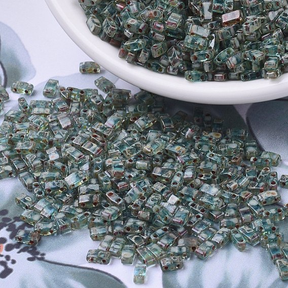 MIYUKI Half TILA Beads, Japanese Seed Beads, 2 Hole, Transparent Colours Picasso