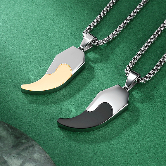 Duo Tone 304 Stainless Steel Pendant Necklaces for Men, Hot Pepper