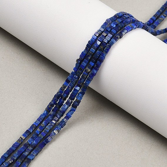 Нитки бусины из натурального ляписа-лазури, квадратный