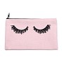 Rectangle Canvas Pen Case, Pen Holder Storage Bag, with Eyelash Pattern & Zipper
