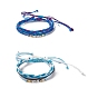 3Pcs 3 Style Plastic Braided Bead Bracelets Set, Waxed Polyester Cord Adjustable Bracelets for Women
