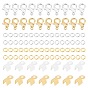 600Pcs 3 Style Zinc Alloy Lobster Claw Clasps, with Iron Folding Crimp Ends and Open Jump Rings