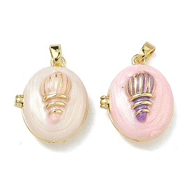 Подвески латуни медальон, с эмалью, овал с подвесками-ракушками, стойки покрытие, долговечный, реальный 18 k позолоченный