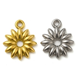 Ion Plating(IP) 304 Stainless Steel Pendants, Flower Charm