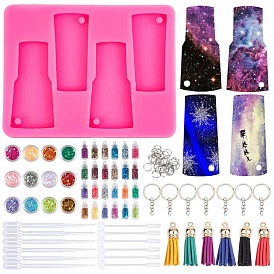 Olycraft DIY UV Resin Epoxy Resin Keychain Jewelry Making, with Silicone Molds, Laser Shining Nail Art Glitter, Faux Suede Tassel Pendant Decorations, Dropper