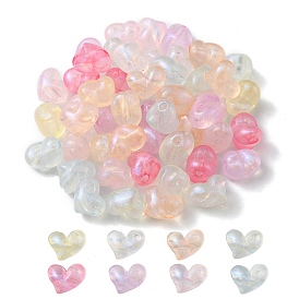 Rainbow Iridescent Plating Acrylic Beads, Glitter Beads, Heart