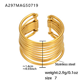 304 Stainless Steel Wide Band Finger Rings, Nuggets