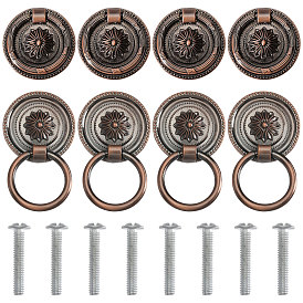 8 шт. ручки для шкафа из цинкового сплава с цветочным рисунком, с винтами