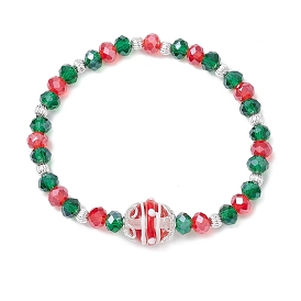 Christmas Bell Glass Beaded Stretch Bracelets