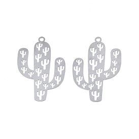 Pendentifs en acier inoxydable, embellissements en métal gravé, cactus