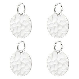 4шт. подвески из стерлингового серебра, чеканные плоские круглые подвески, с прыжковых колец