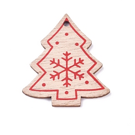 Poplar Wood Pendants, Christmas Tree with Snowflake, for Christmas, Dyed
