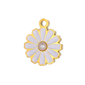 304 нержавеющей стальной эмали подвески, , с имитацией жемчуга, ионное покрытие (ip), реальный 14 k позолоченный