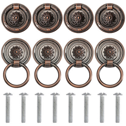 8 шт. ручки для шкафа из цинкового сплава с цветочным рисунком, с винтами