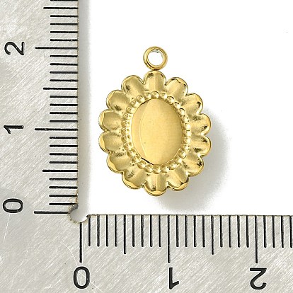 Ion Plating(IP) Real 14K Gold Plated 304 Stainless Steel with Glass Pendant, Oval Flower Charms