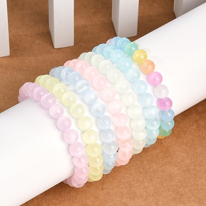 Браслеты из круглых бусин из окрашенного натурального селенита для женщин