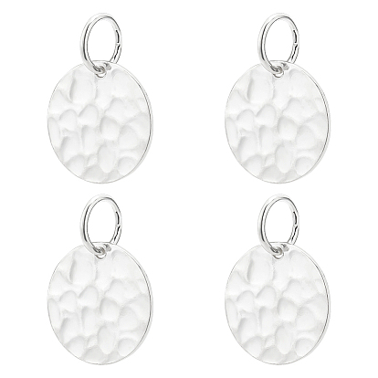 4шт. подвески из стерлингового серебра, чеканные плоские круглые подвески, с прыжковых колец