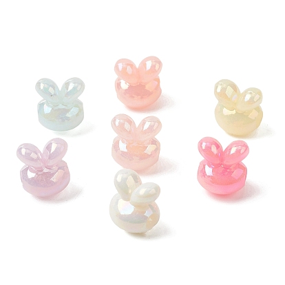 Непрозрачный акрил европейского бисера, с покрытием AB цвета, кролика головы, большое отверстие шарик