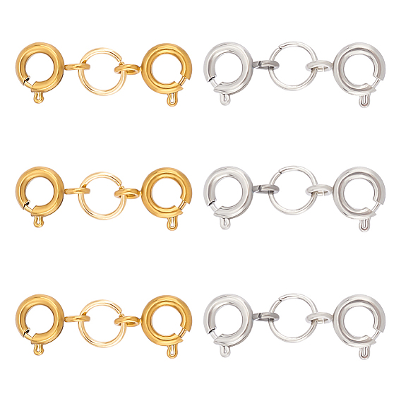 6шт 2 цвета 304 пружинные застежки из нержавеющей стали, с прыжковых колец