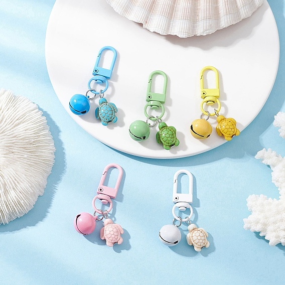 5 шт. подвеска в виде черепахи из искусственной бирюзы и железного колокольчика, с поворотными застежками сплава