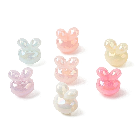 Непрозрачный акрил европейского бисера, с покрытием AB цвета, кролика головы, большое отверстие шарик