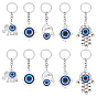 10Pcs 5 Style CCB Plastic & Alloy Pendant Keychains, with Resin Evil Eye and Iron Key Rings