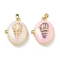 Подвески латуни медальон, с эмалью, овал с подвесками-ракушками, стойки покрытие, долговечный, реальный 18 k позолоченный