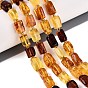 Perles d'ambre naturel brins, cuboïde, avec des perles de rocaille