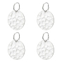 4шт. подвески из стерлингового серебра, чеканные плоские круглые подвески, с прыжковых колец
