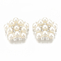 Alloy Rhinestone Cabochons, Cadmium Free & Lead Free, with ABS Plastic Imitation Pearl, Flower