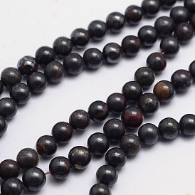 Round Natural Tiger Iron Bead Strands, 6mm, Hole: 1mm, about 65pcs/strand, 15.74 inch